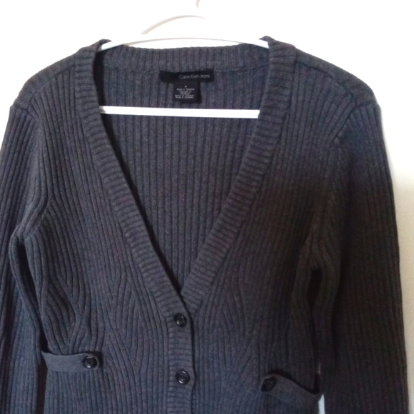 Calvin Klein V-Neckline Long Sleeve Cardigan - Picture 2 of 8